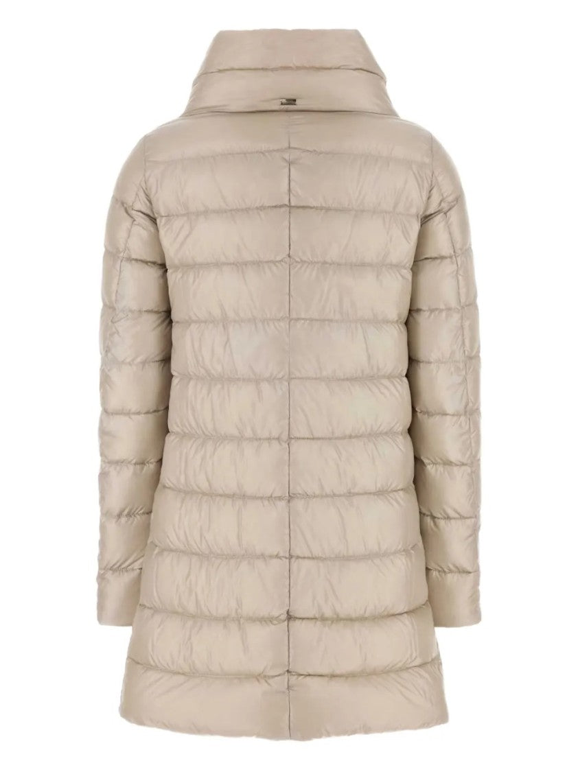 Herno Streamlined Puffer Jacket With High Collar And Quilted Texture