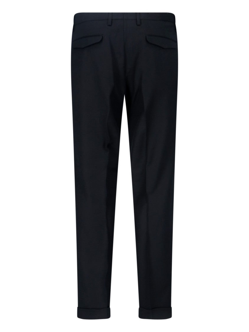 Briglia Tailored Black Virgin Wool Trousers With Cuffed Hem