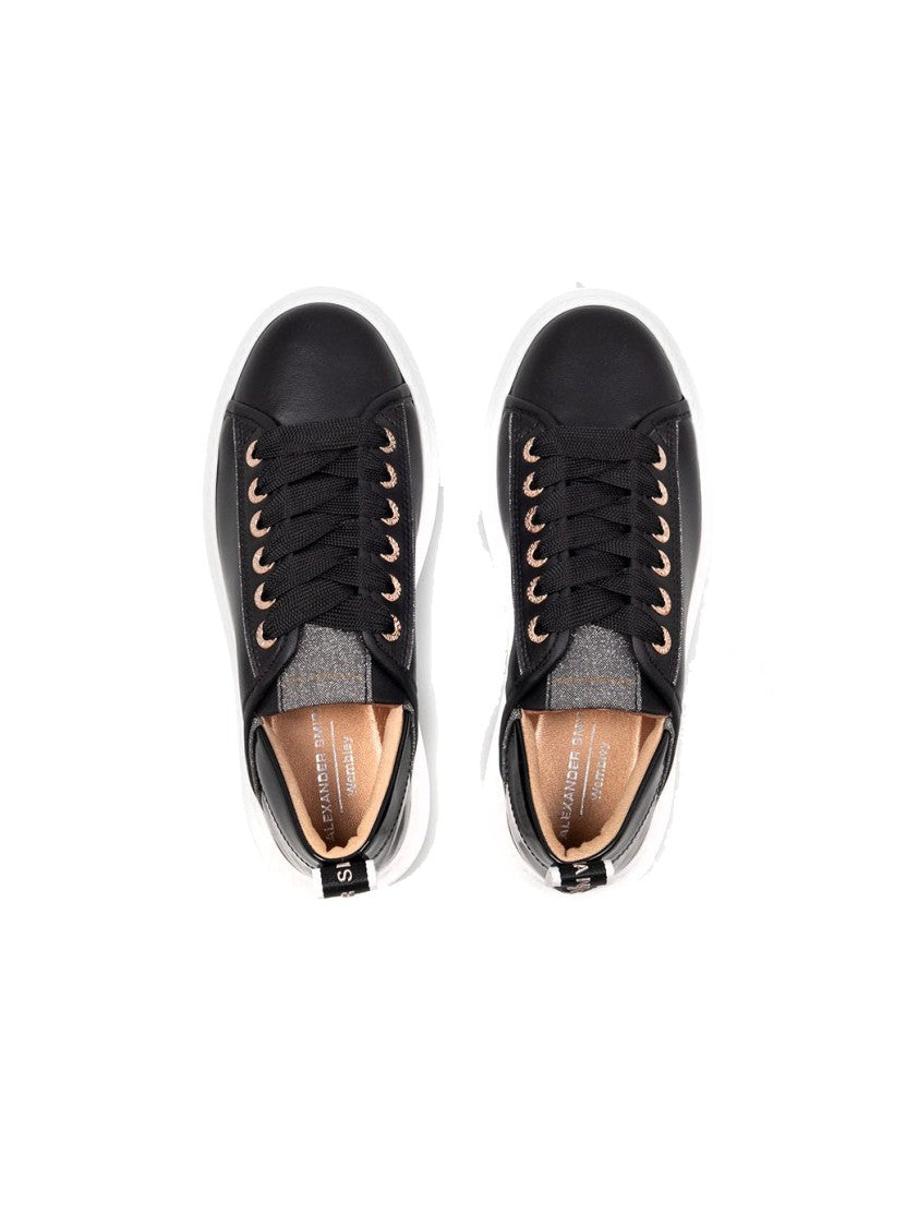 Alexander Smith Glossy Black Cow Leather Trainers
