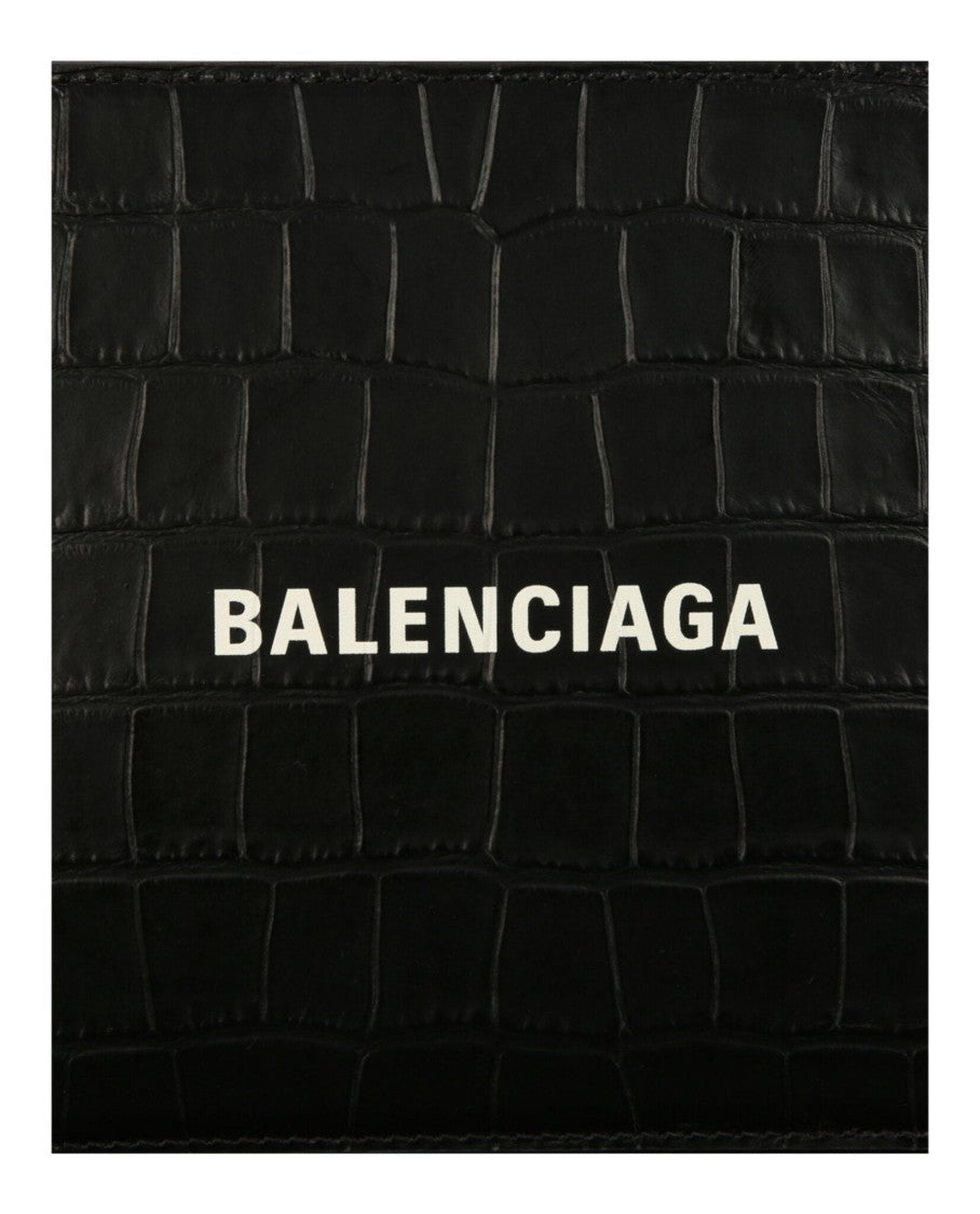 Balenciaga Crocodile Embossed Everyday Pouch With Strap