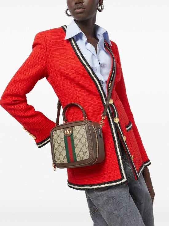 Gucci Structured Monogram Canvas Tote Bag With Detachable Strap