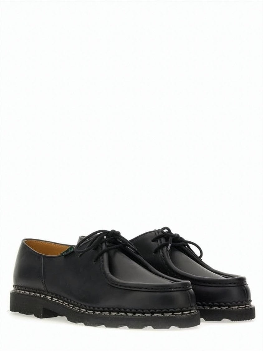 Paraboot Classic Black Calf Leather Loafers With Rugged Outsole