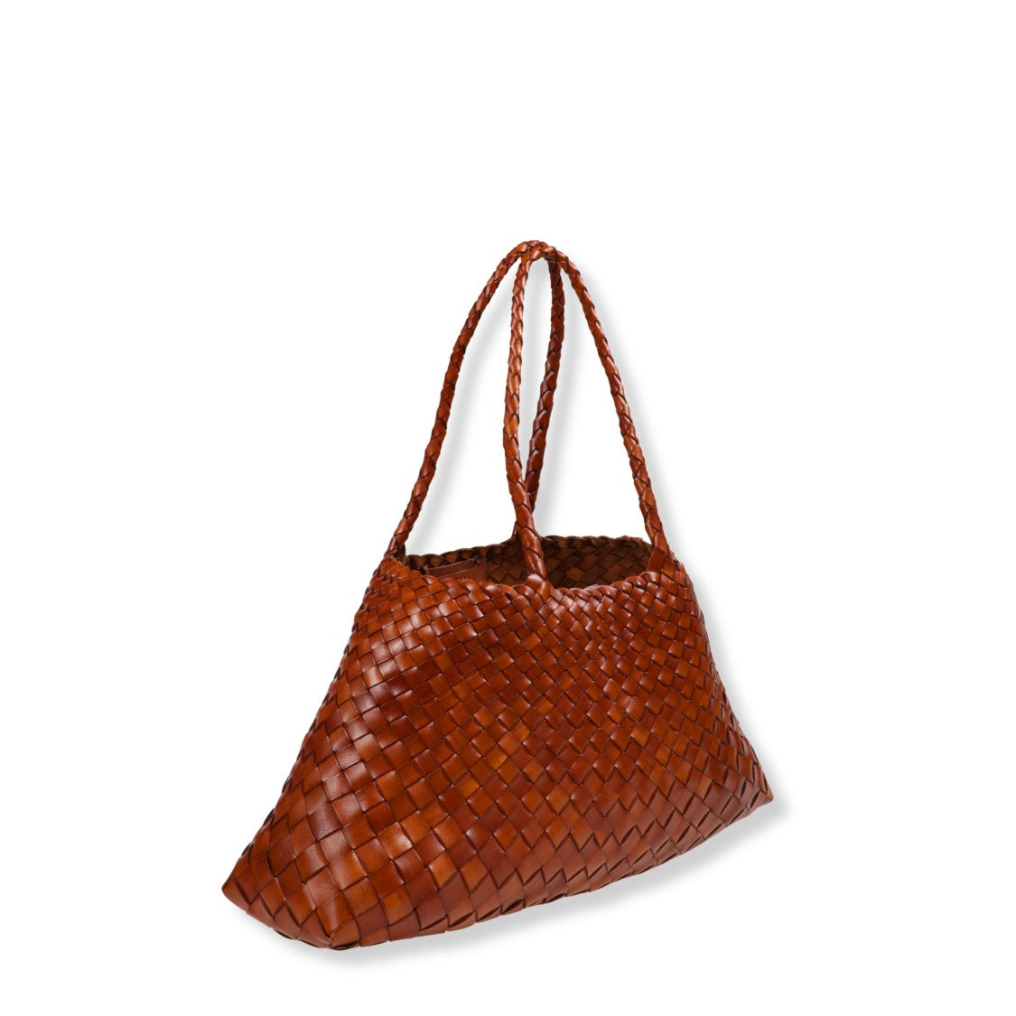 Dragon Diffusion Large Handcrafted Brown Braided Leather Tote Bag