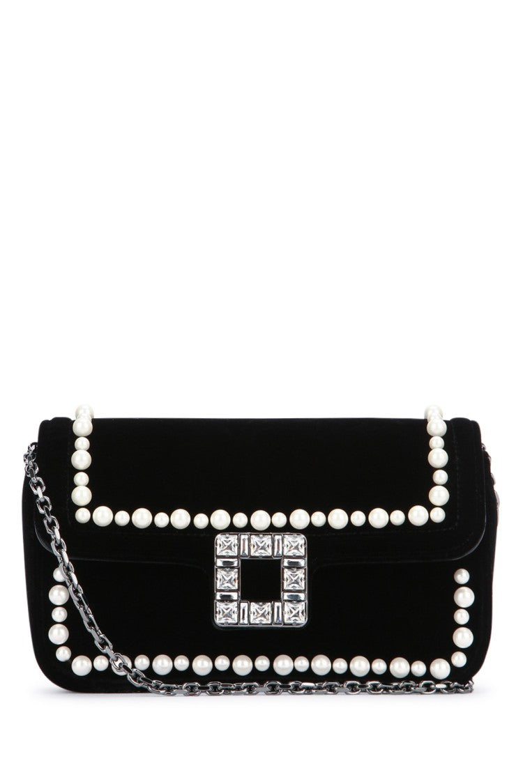 Roger Vivier Pearl-Adorned Velvet Handbag