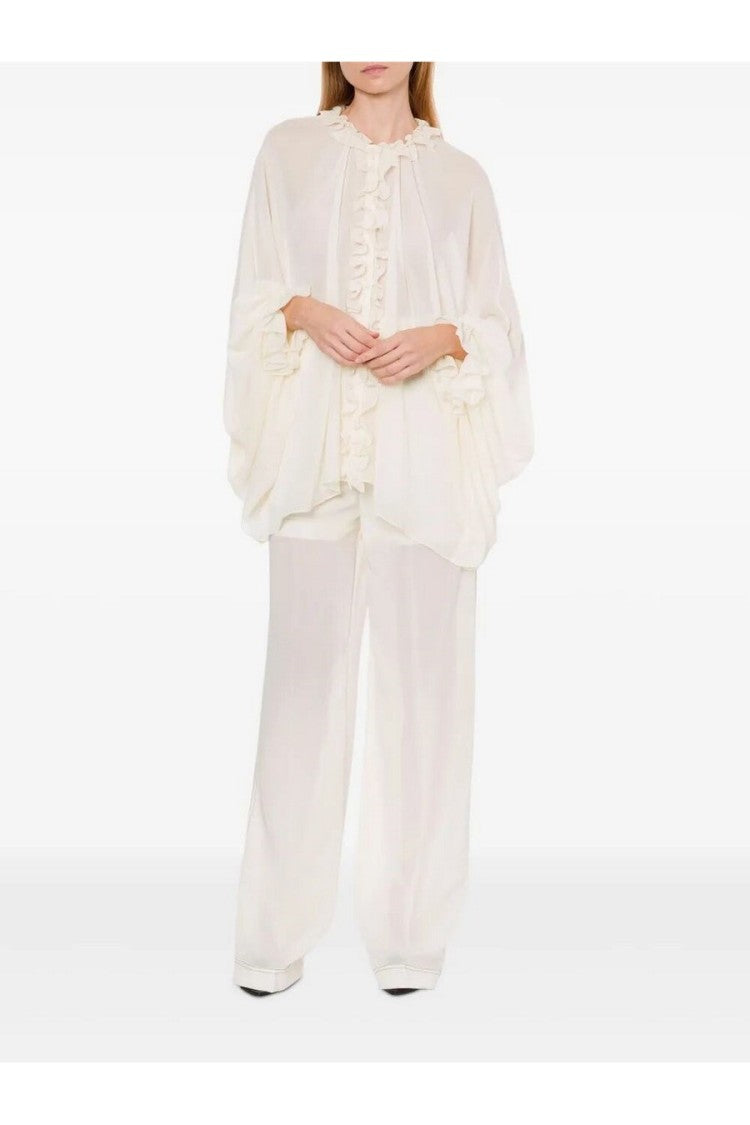 Philosophy Di Lorenzo Serafini Silk-Acetate Blend Top With Ruffled Front