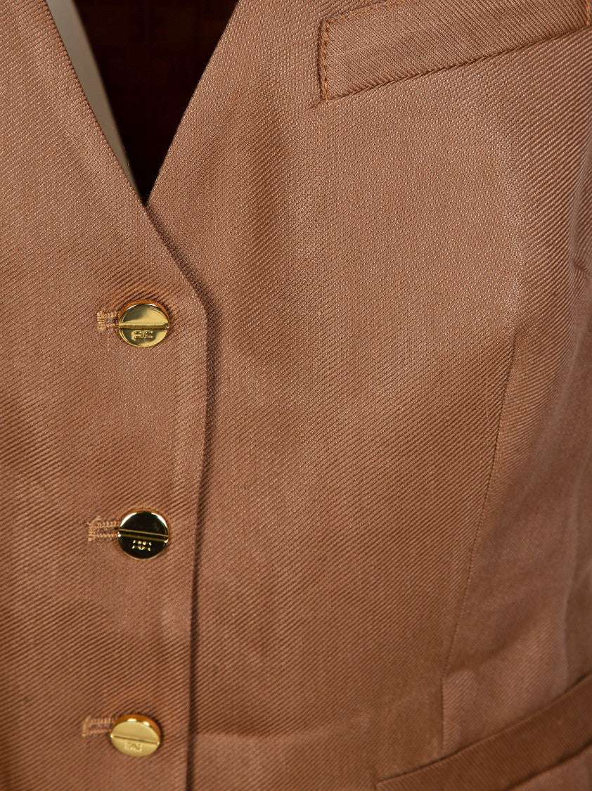 Elisabetta Franchi Tailored Gilet With Structured Silhouette And Gold Accents