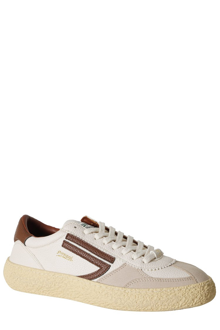 Puraai Cognac 1.01 Vintage Logo Details Leather Rubber Sneakers