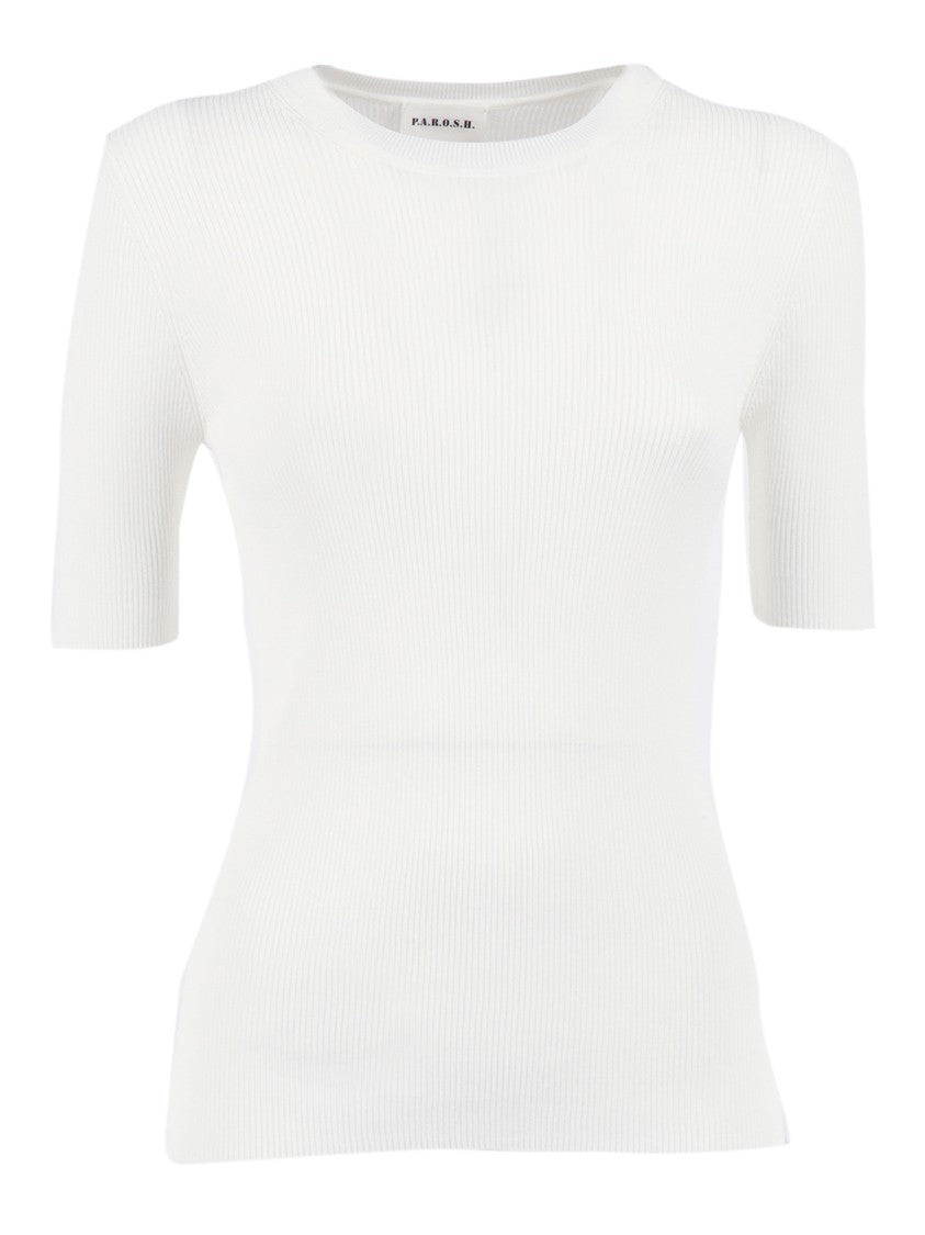 P.A.R.O.S.H. Fitted Ribbed Short Sleeve Top