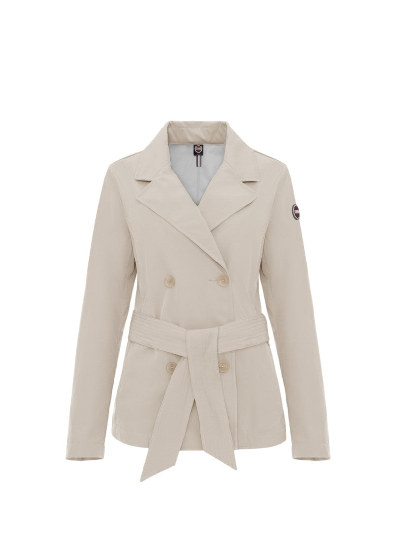 Colmar Originals Double-Breasted Beige Jacket With Wide Belt