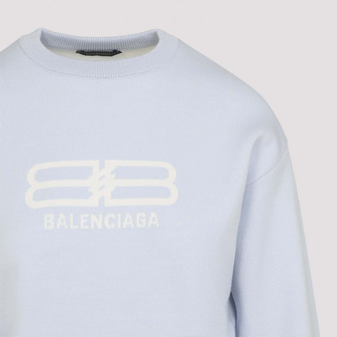 Balenciaga Cropped Light Blue Wool Pullover
