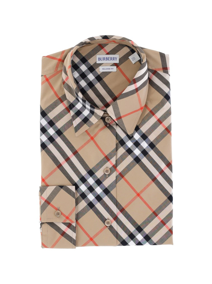 Burberry Check Pattern Cotton Burberry Shirt With Button Closure