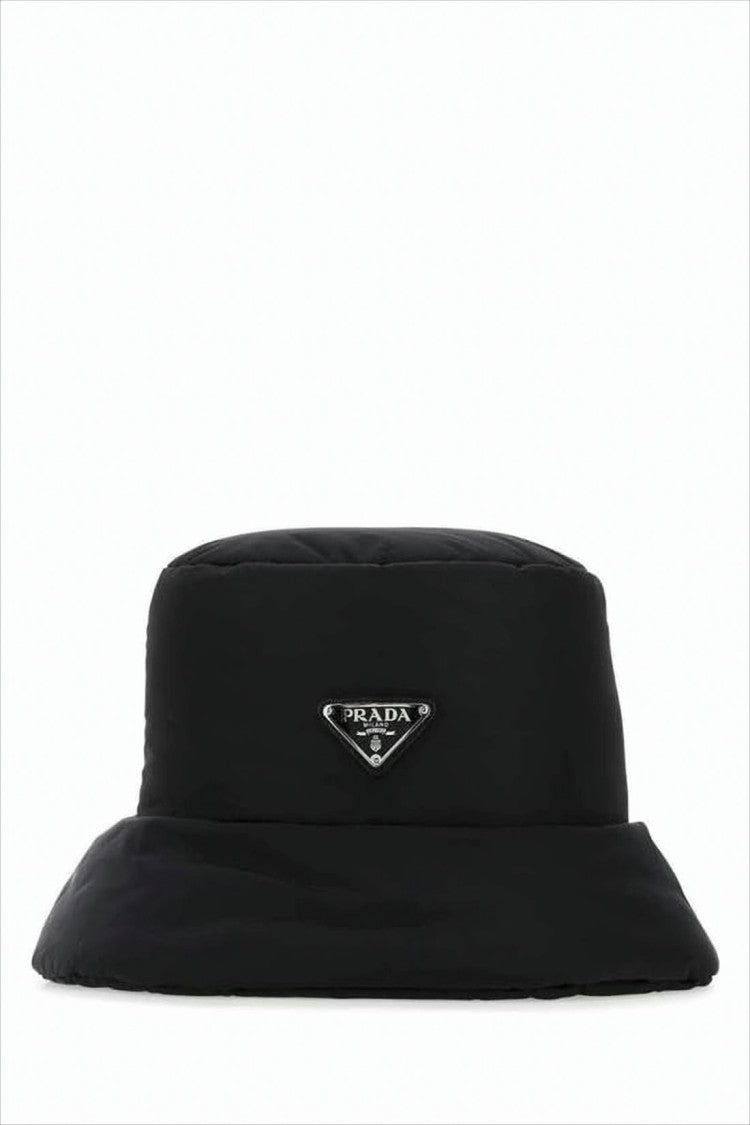 Prada Black Bucket Hat With Subtle Logo Detailing