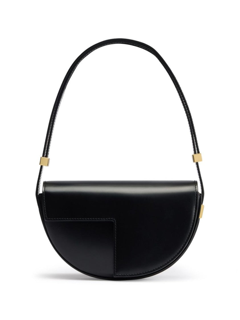 Patou Half-Moon Black Calf Leather Bag With Gold-Tone Hardware