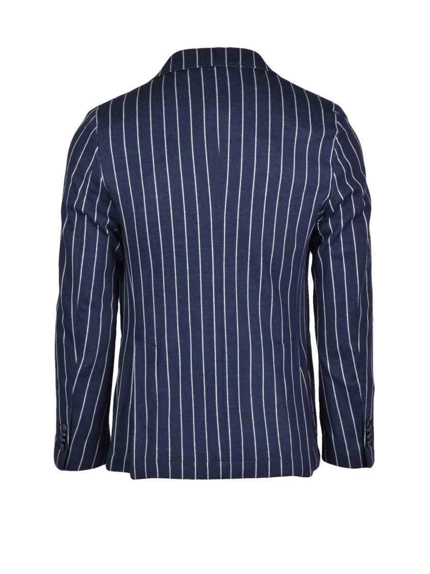 Berry & Brian Blue Cotton Polyester Men Blazer Jacket