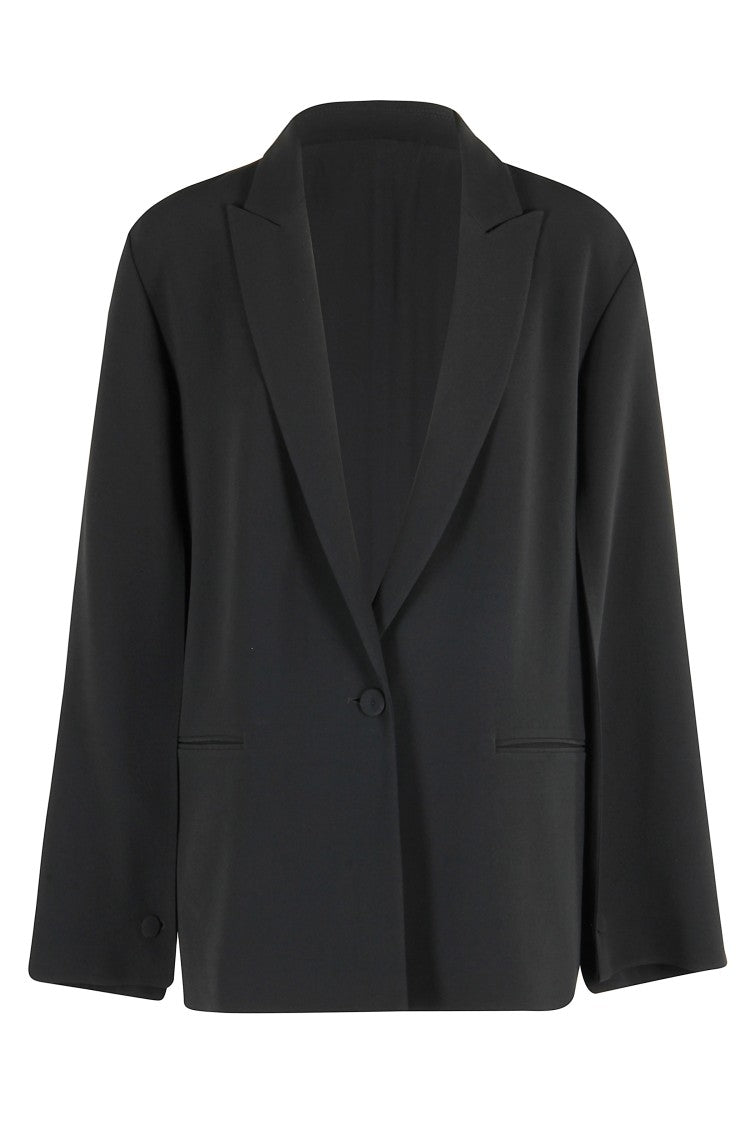 Alberta Ferretti Loose-Fit Black Blazer With Lapel Neckline