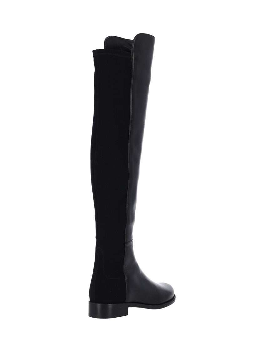 Stuart Weitzman Black 50/50 Stretch Gabardine Leather Boots