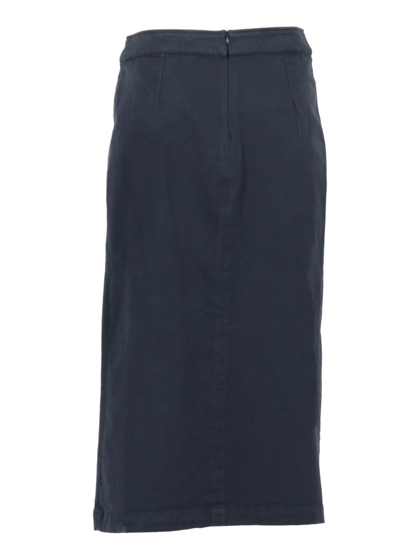 Aspesi Navy Blue Maxi Skirt With High Waist