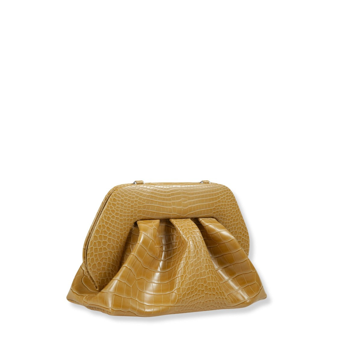 Themoirè Structured Crocodile Leather Handbag In Biscuit Tone