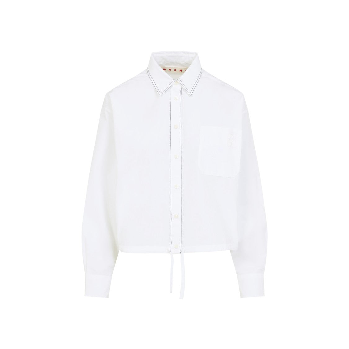 Marni Crisp White Cotton Shirt With Contrasting Stitching