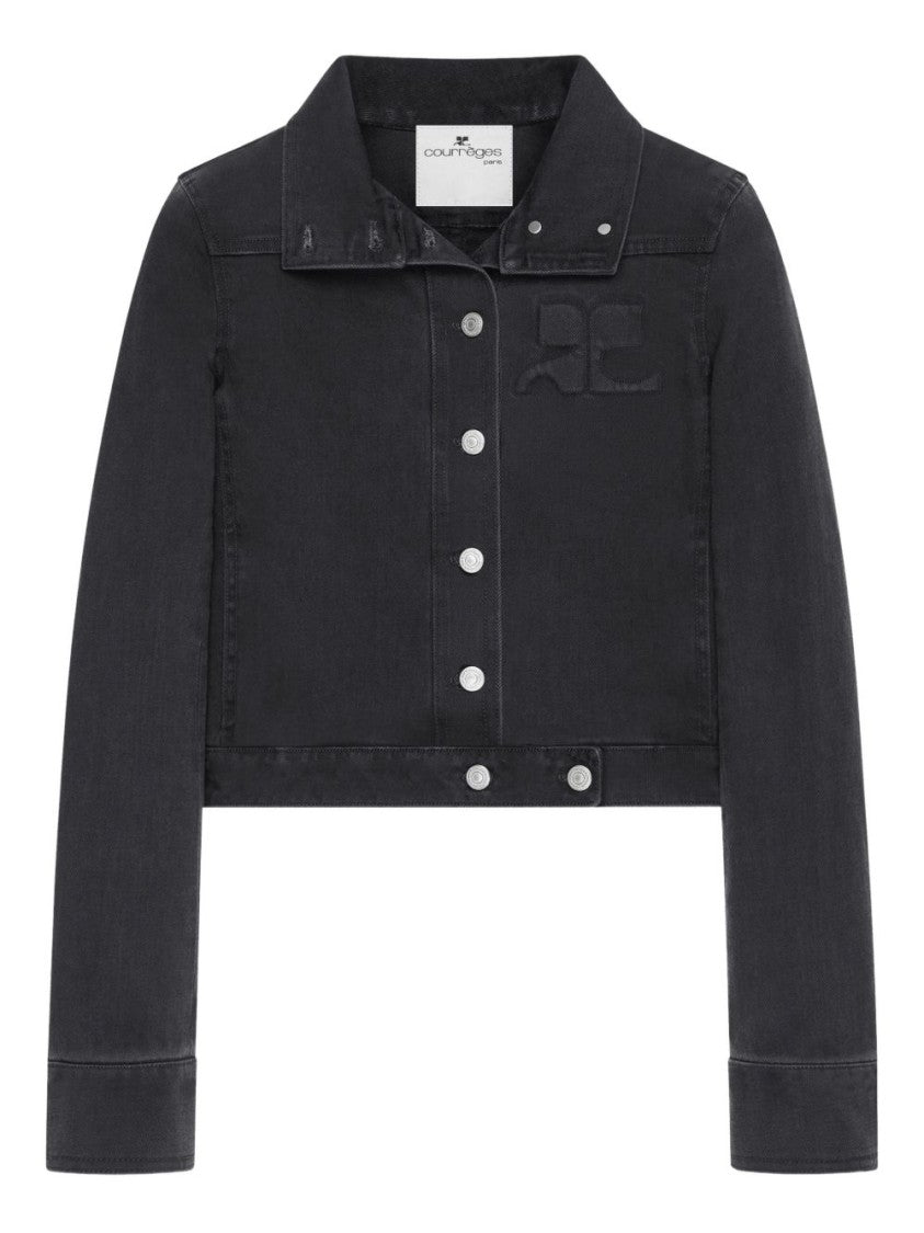 Courrèges Cropped Jacket With High Collar And Metallic Buttons