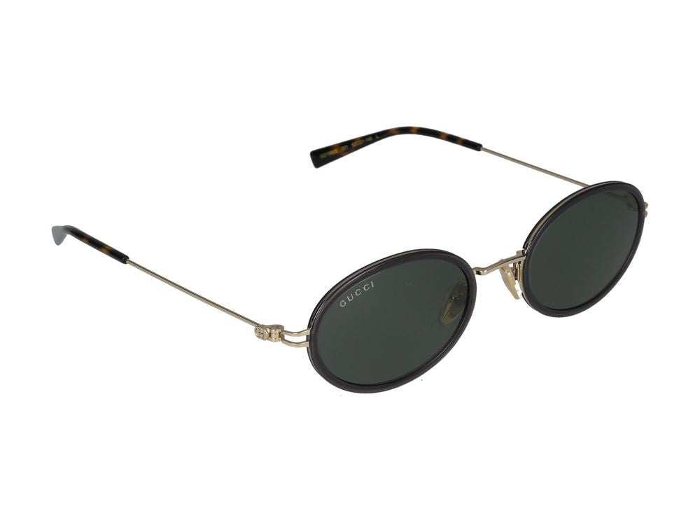 Gucci Grey Gold-Tone Bridge Round Sunglasses