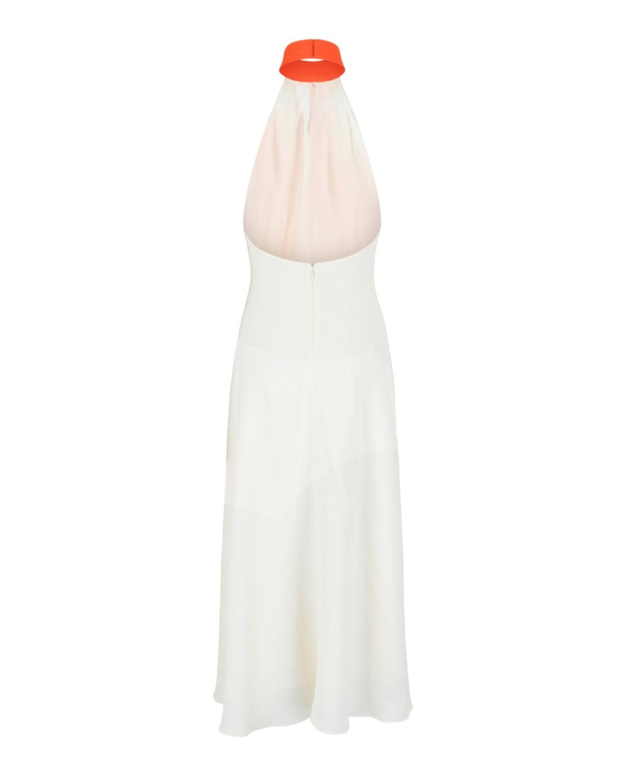 Ferragamo Halterneck Midi Dress With Dip-Dye Abstract Print
