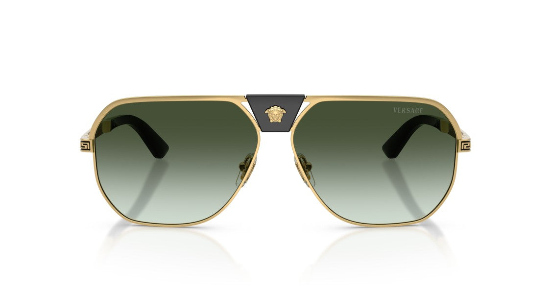 Versace Oversized Square Frame Sunglasses With Gold Metal Rim