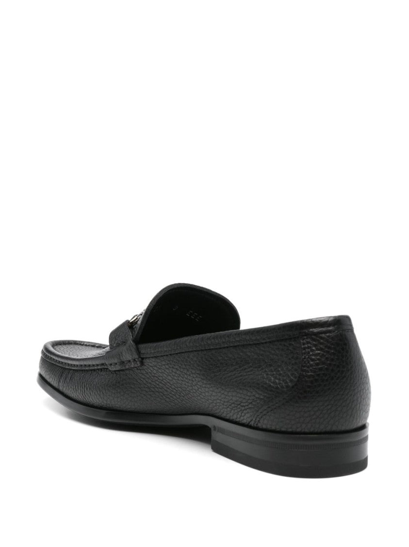 Ferragamo Textured Calf Leather Loafer With Gancini Buckle