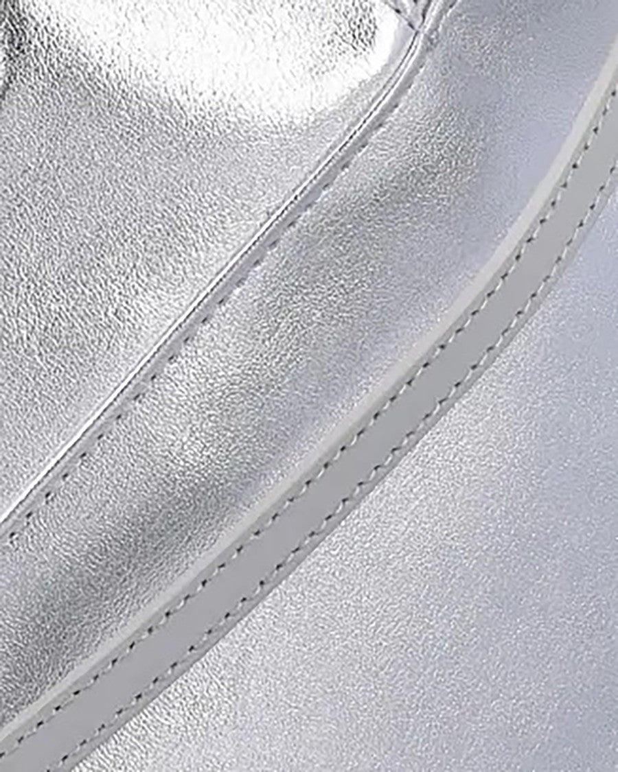 Mm6 By Maison Margiela Structured Silver Shoulder Bag With Numeric Logo