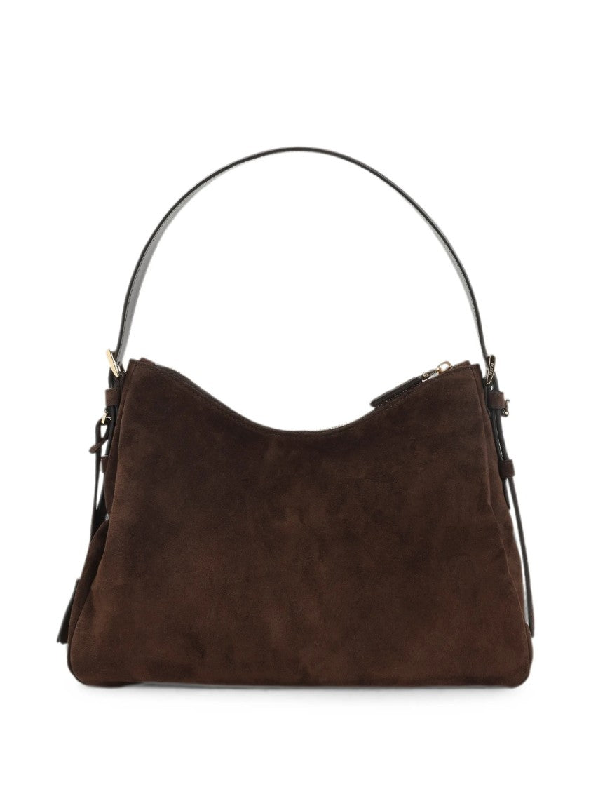 Prada Brown Suede Sacca Structured Shoulder Bag