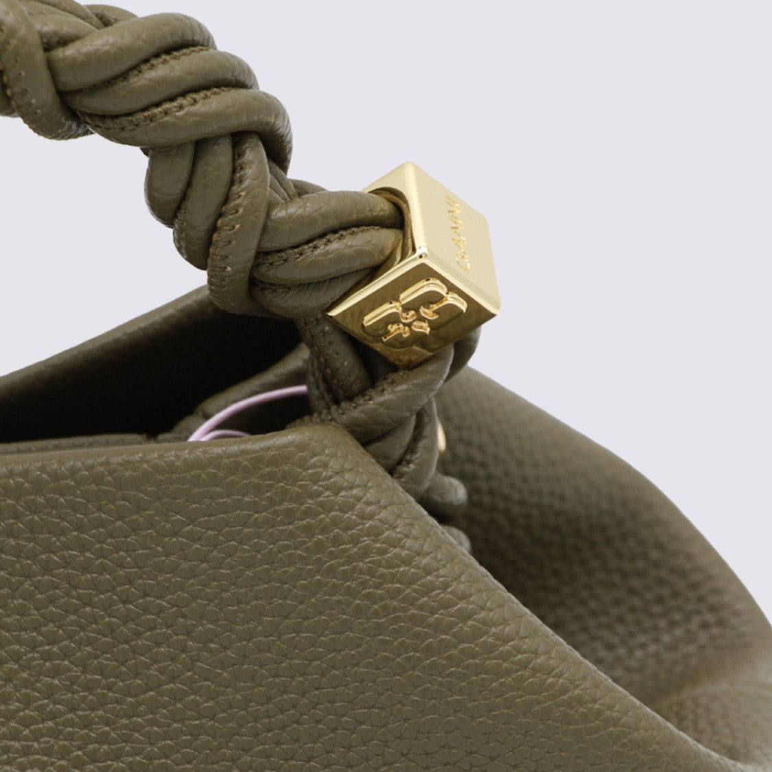 Ganni Geometric Handbag With Twisted Handle And Gold-Tone Accents