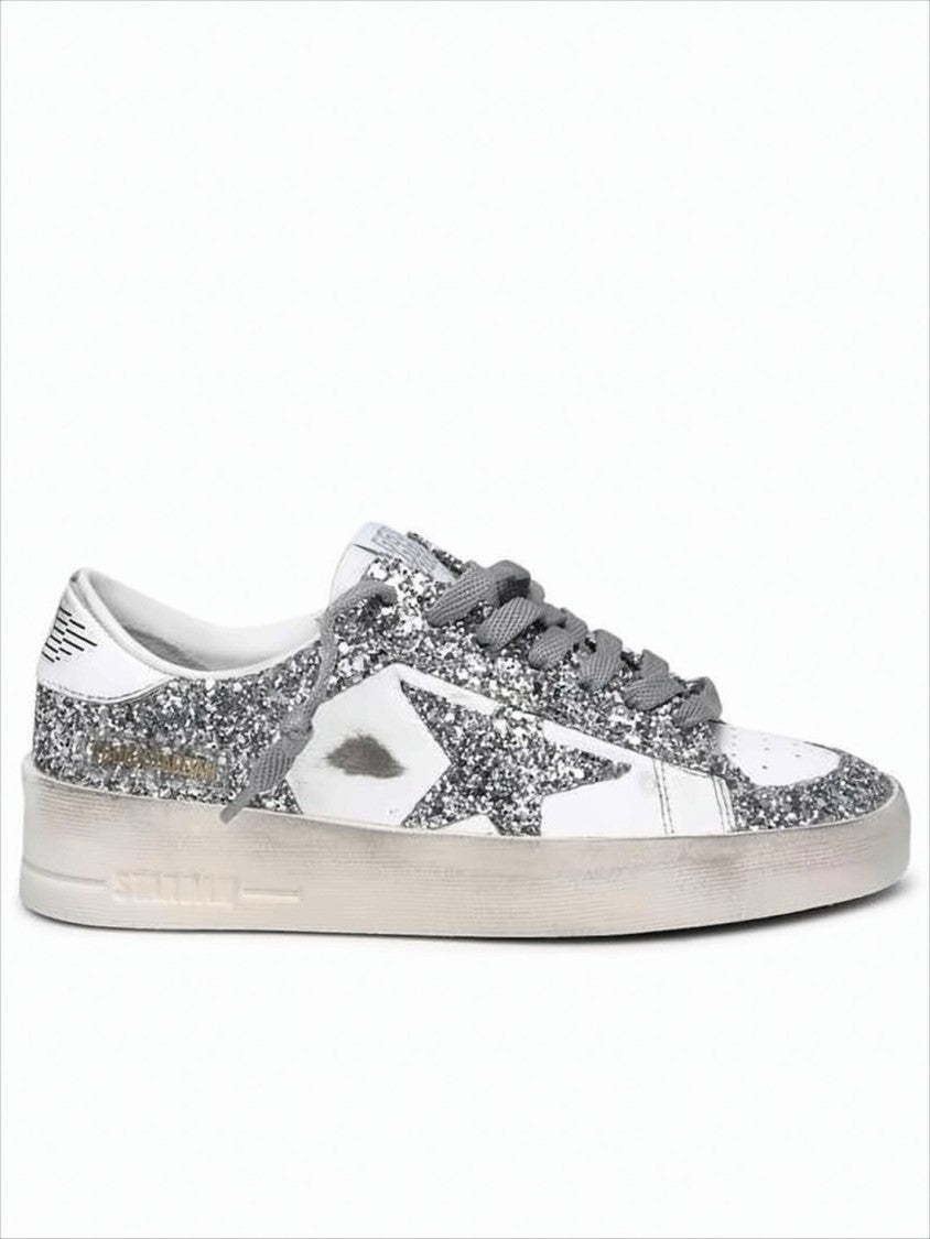 Golden Goose Distressed White Leather Low-Top Sneakers