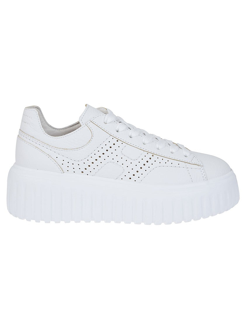 Hogan H645 Leather Sneakers With Platform Sole