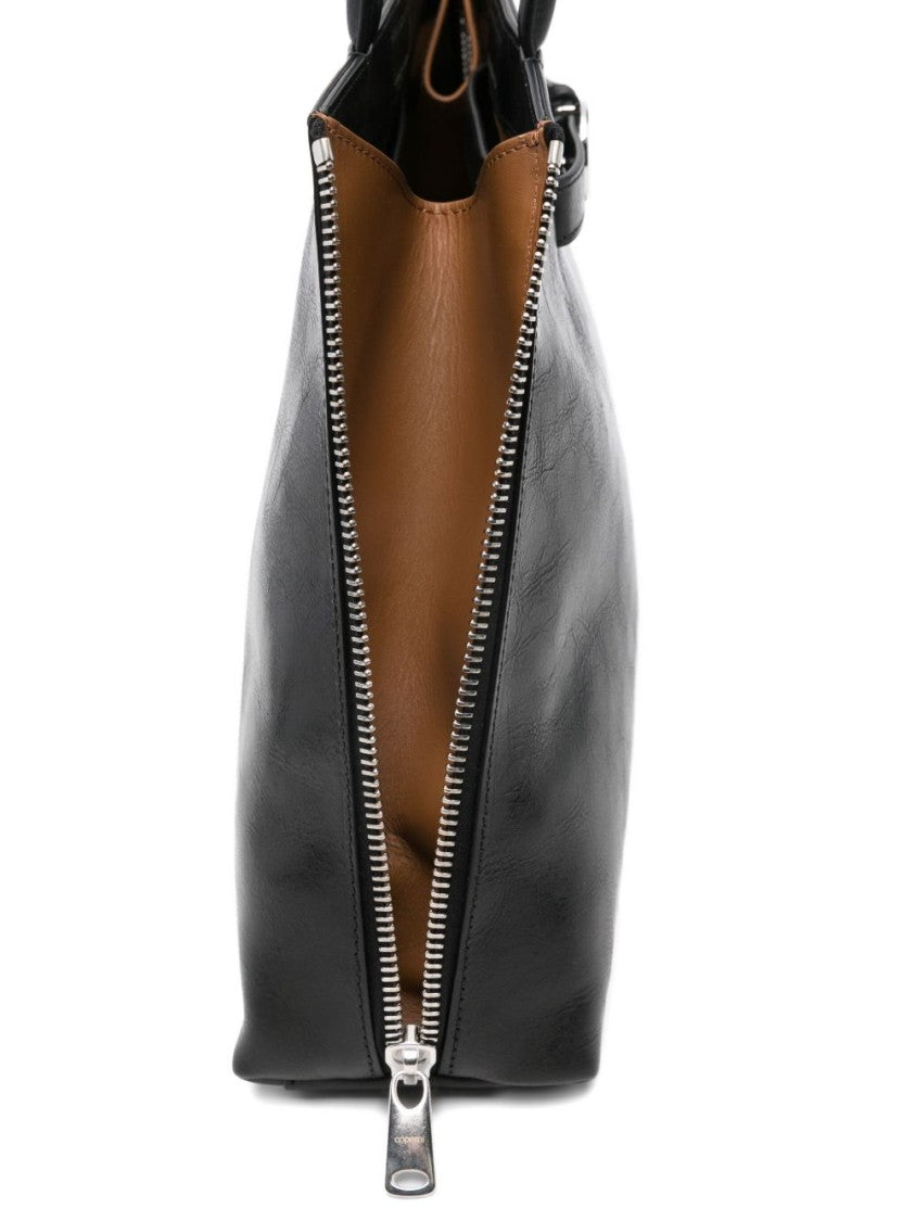 Coperni Structured Trapezoidal Black Calfskin Shoulder Bag