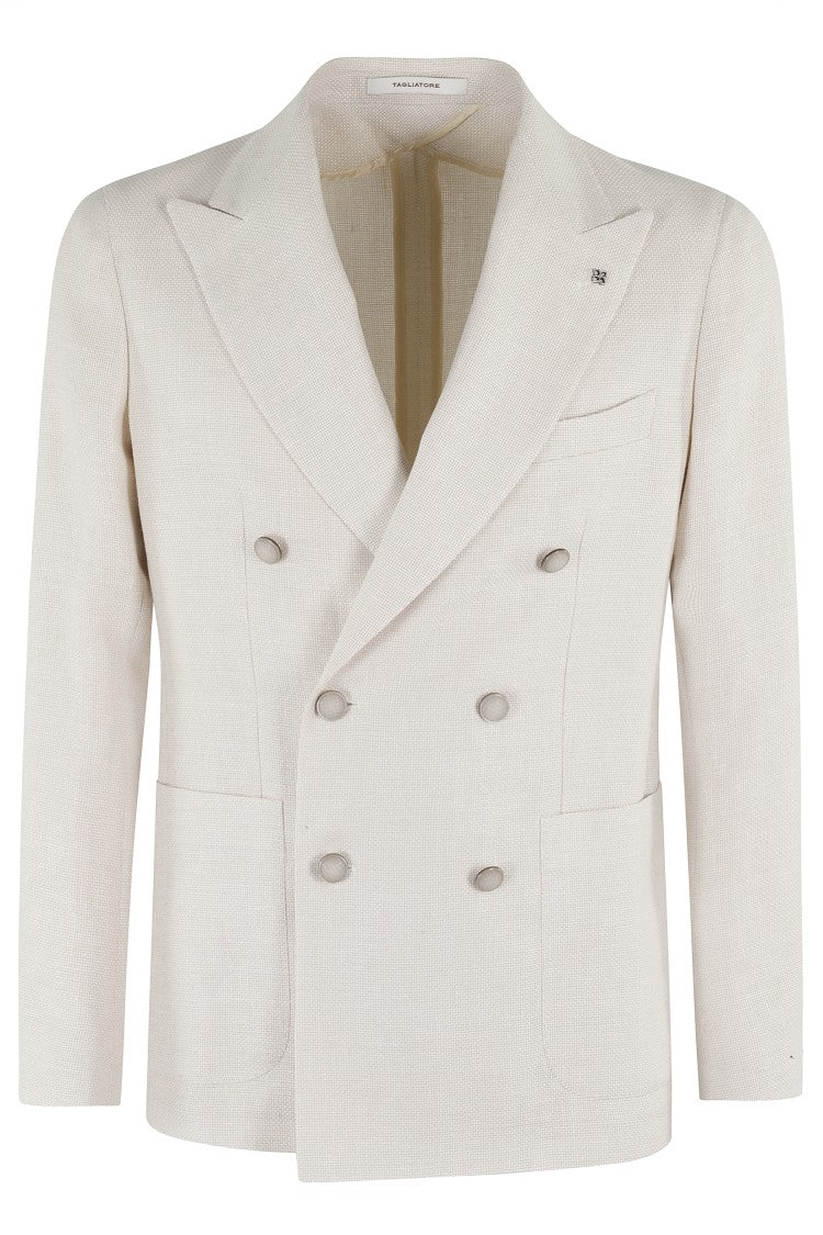 Tagliatore Double Breasted Button T9 Wool Linen Jacket