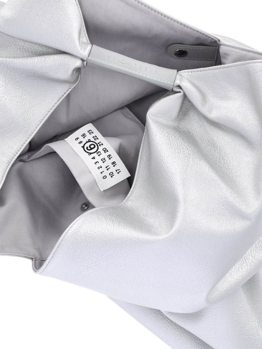 Mm6 By Maison Margiela Structured Silver Bag With Minimalistic Design