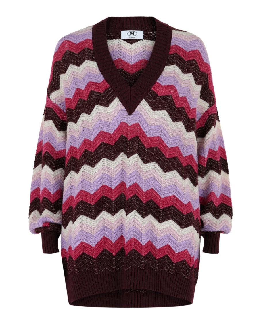 M Missoni Oversized V-Neck Zigzag Sweater