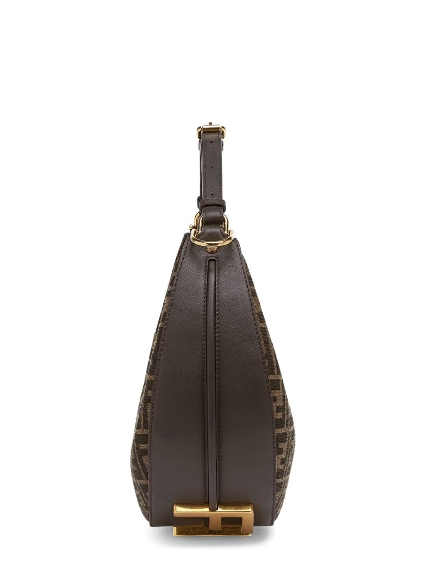 Fendi Small Crescent-Shaped Shoulder Bag With Signature Monogram Pattern
