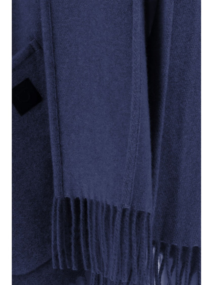 Salvatore Ferragamo Cashmere Cape With Wrap Neckline And Fringed Hem