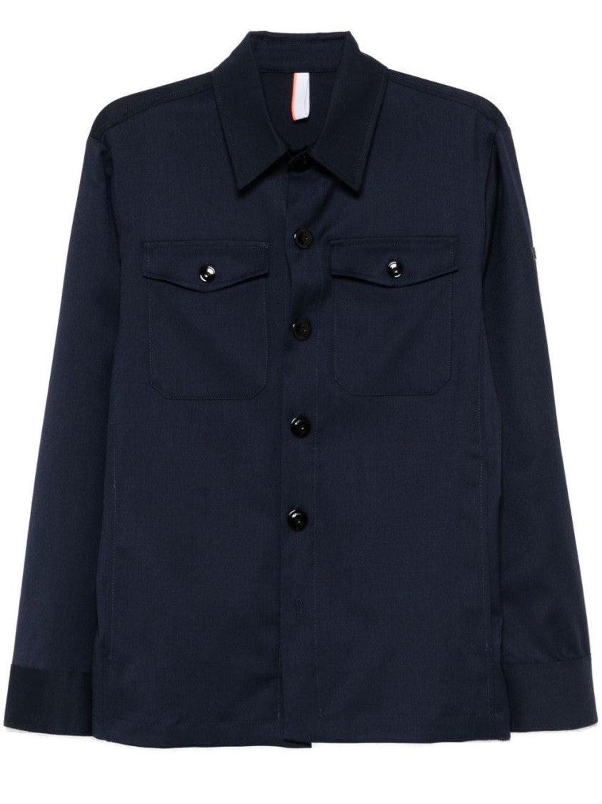 Pmds Navy Blue Shirt Jacket With Dual Chest Flap Pockets