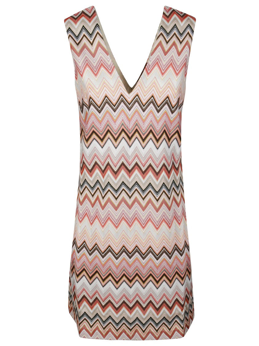 Missoni Short Dress With Zigzag Pattern In Orange