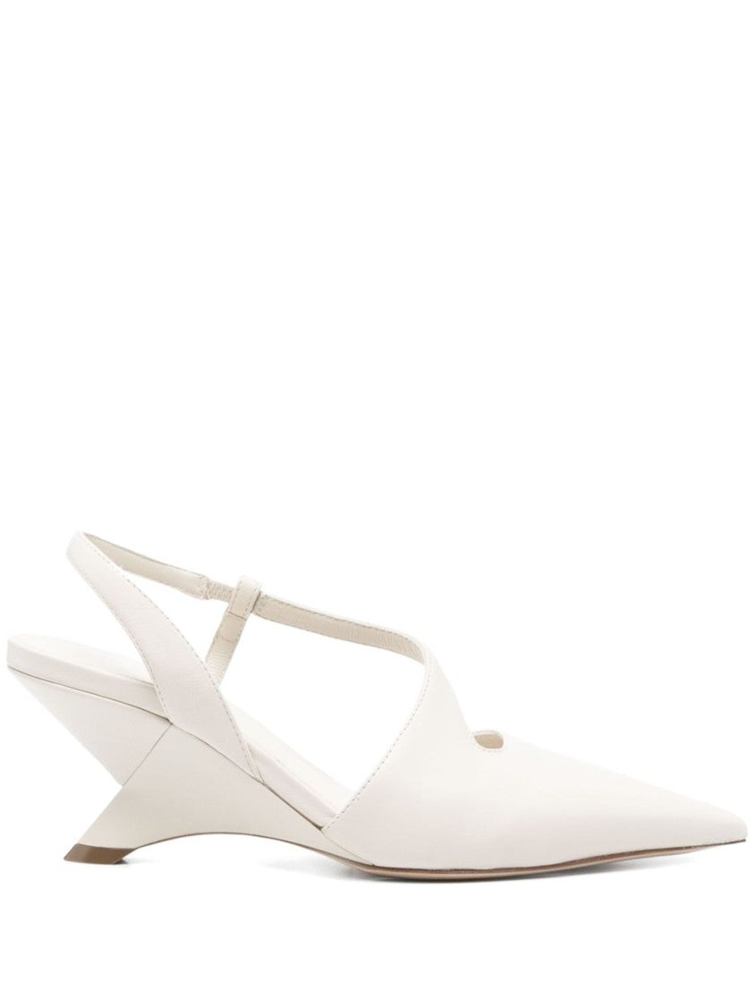Vic Matié Almond Beige Cut-Out Detail Pumps With Slingback Strap