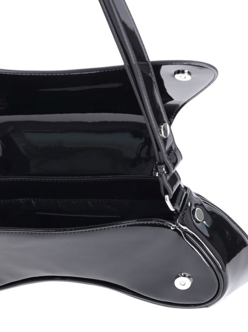 Diesel Glossy Black Shoulder Bag With Adjustable Strap