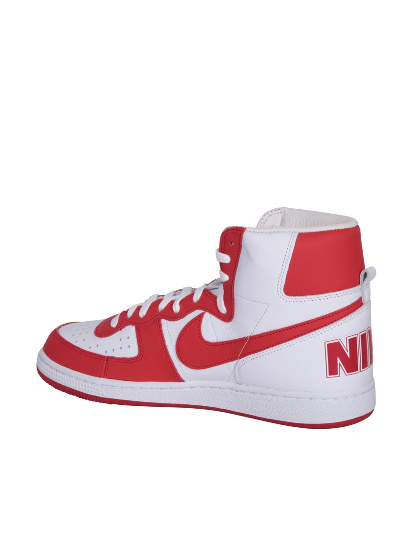 Comme Des Garçons Red Leather Lace-Up Sneakers