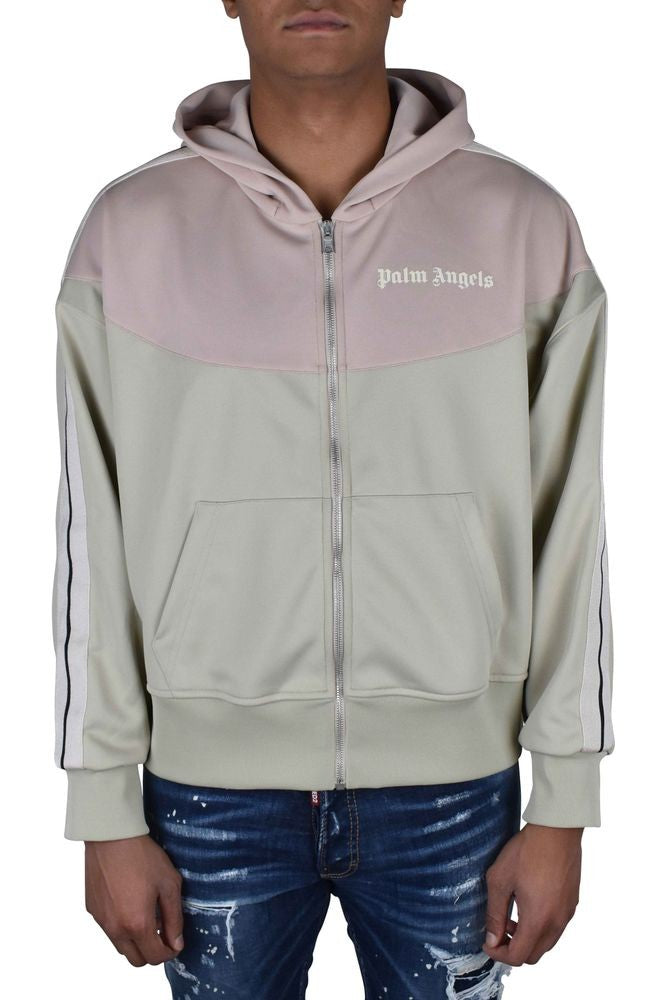 Palm Angels Two-Tone Zip-Front Cardigan With Hood And Logo