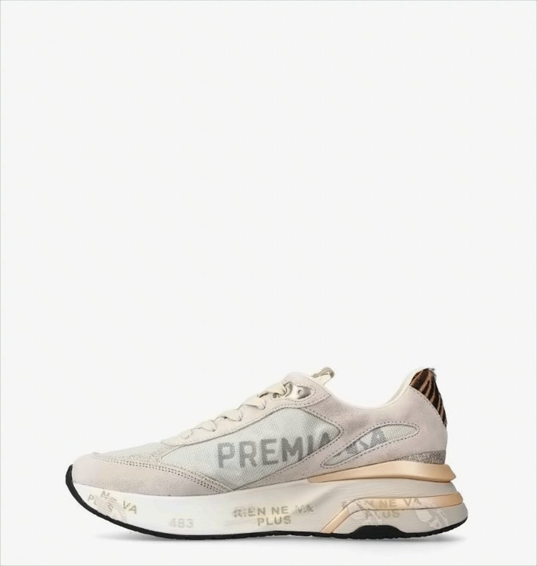 Premiata Suede-Embellished Sneakers With Leopard Print Accents