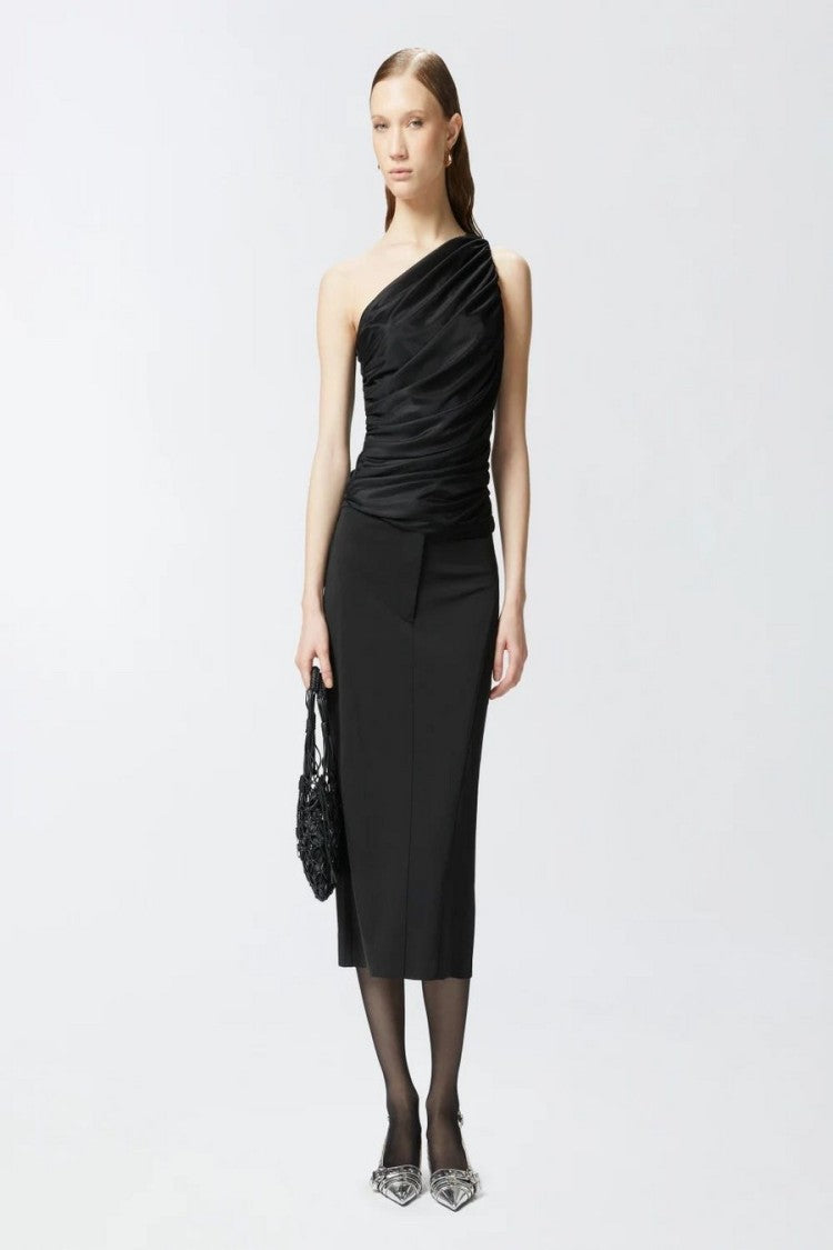 Pinko One-Shoulder Draped Top With Ruched Detailing