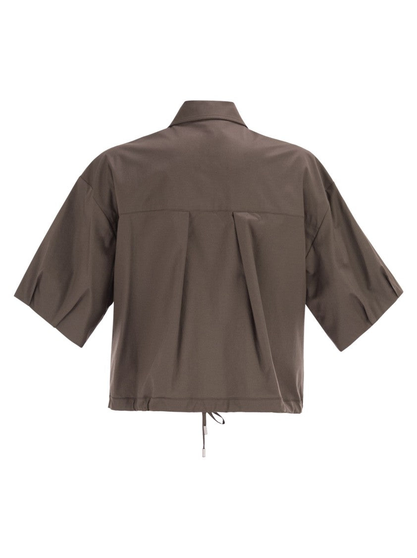 Peserico Cropped Stretch Cotton Shirt With Drawstring