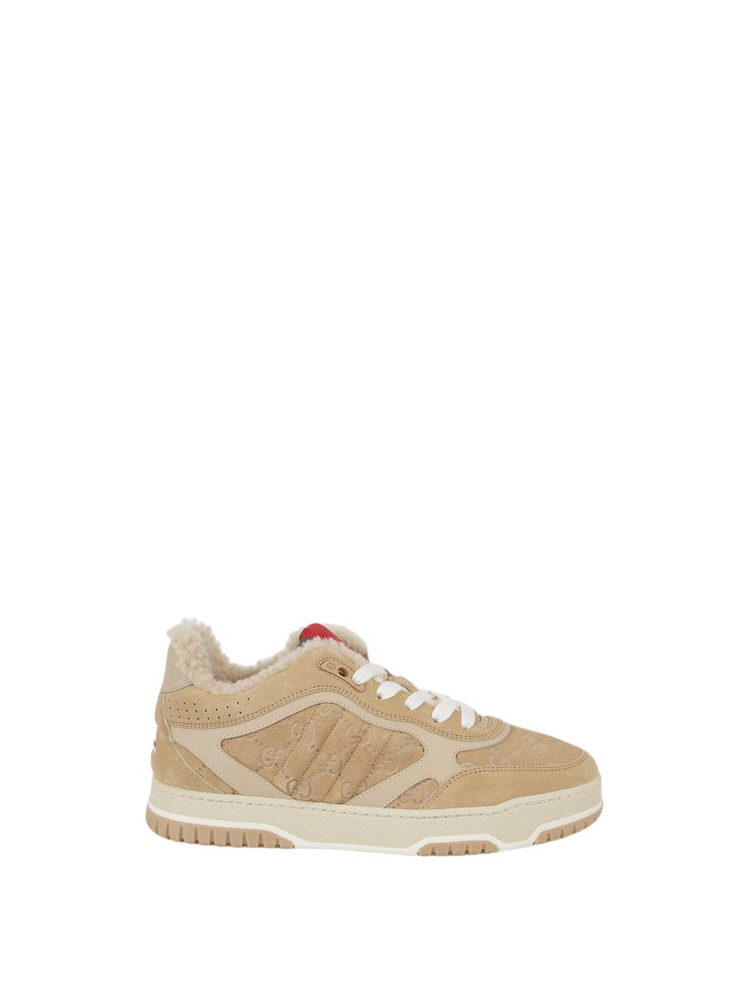 Gucci Re-Web Sneakers With Plush Shearling Lining