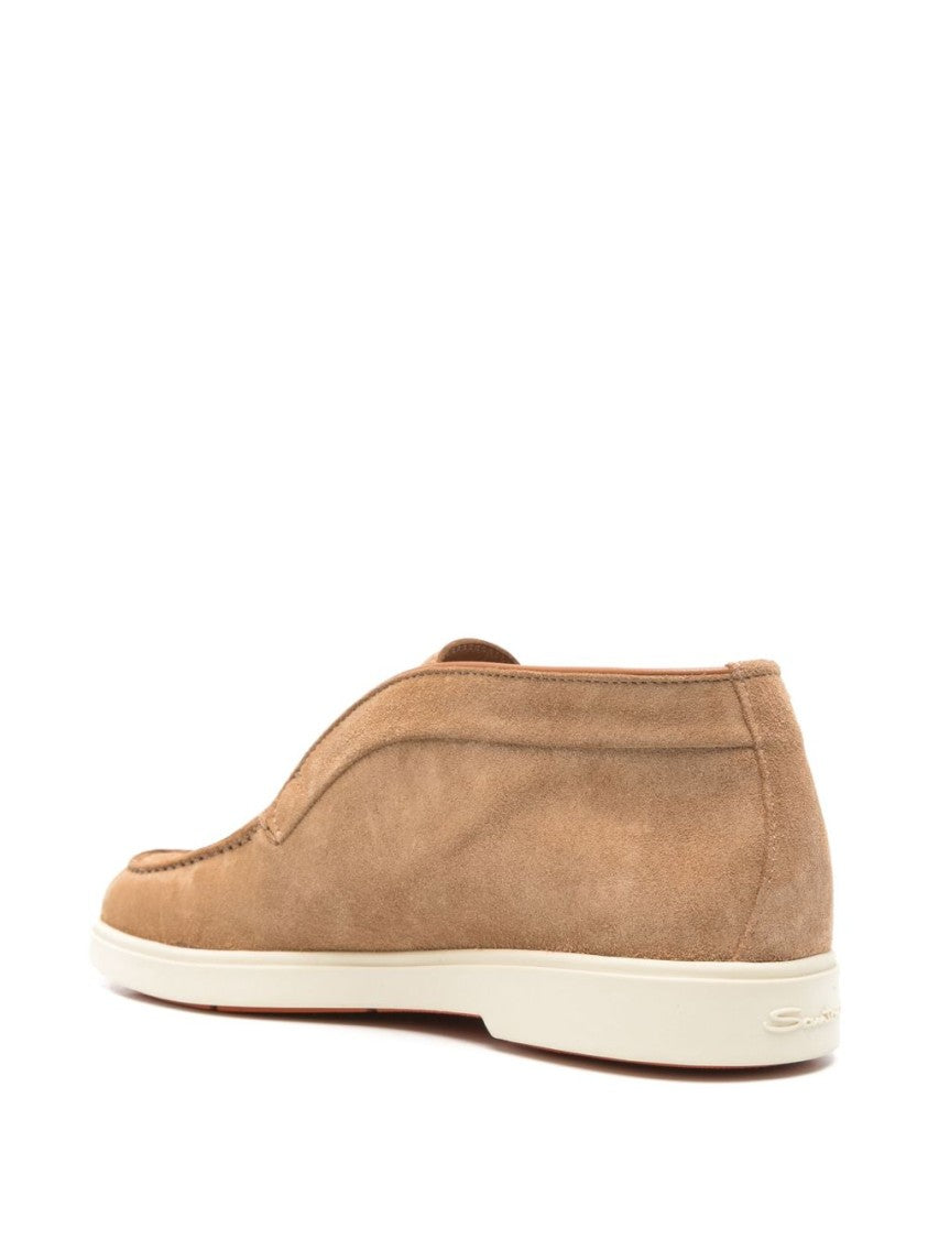 Santoni Suede Finish Flat Shoes With Minimalist Silhouette